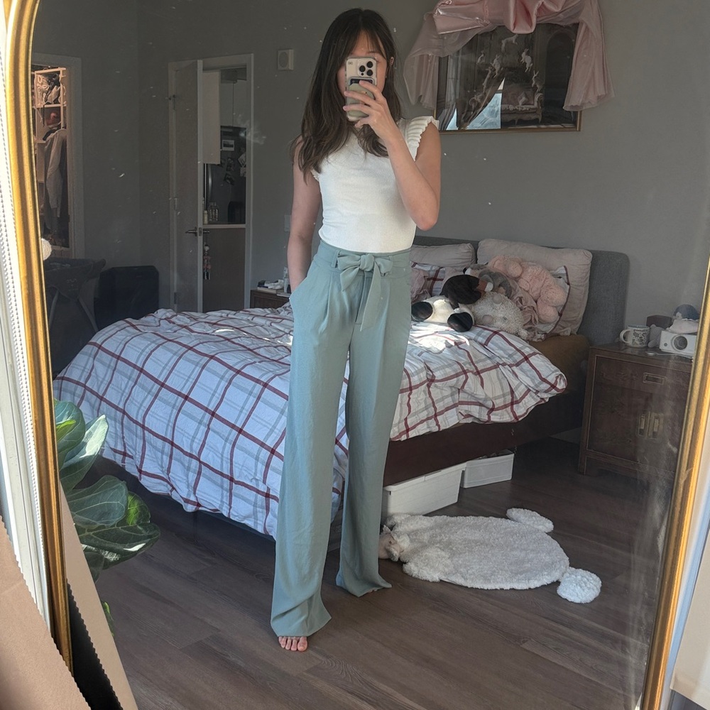 NWOT VERONICA BEARD TEAL WIDE LEG TROUSERS